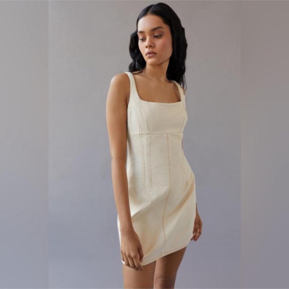 BDG Cream Square-Neck Mini Dress
